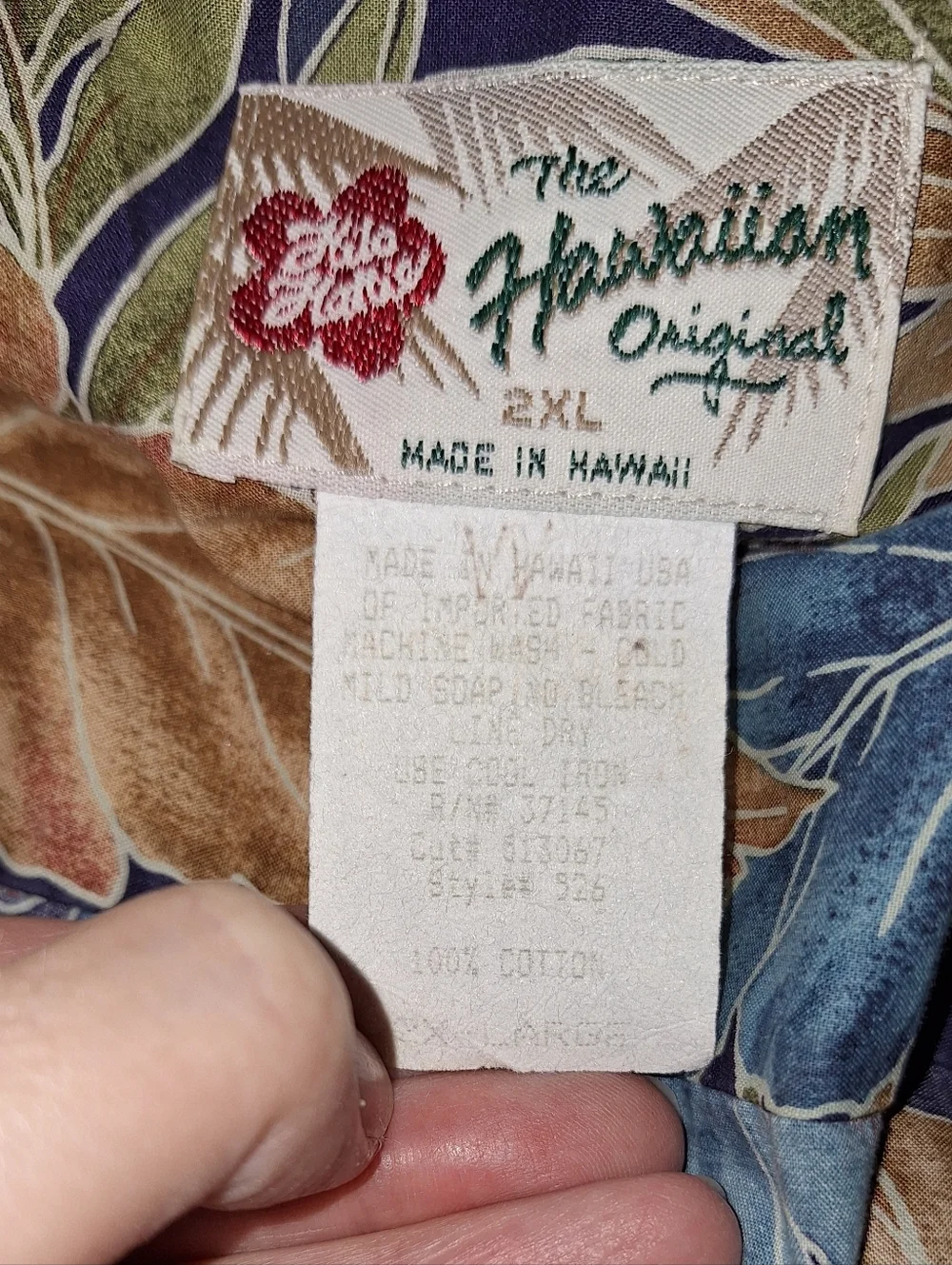 Vintage Hilo Hattie 2XL Hawaiian Aloha Shirt Made in Hawaii Blue Floral - Picture 9 of 9